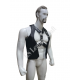 Men's Genuine Leather Vest with Adjustable X Harness Detailing for Bikers and Fetish 