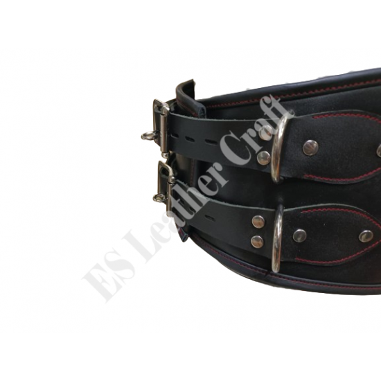 Men's Adjustable Leather BDSM Collar and Waist Belt Set for Fetish and Bondage Wear