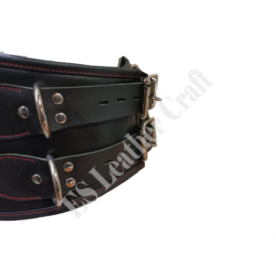 Men's Adjustable Leather BDSM Collar and Waist Belt Set for Fetish and Bondage Wear