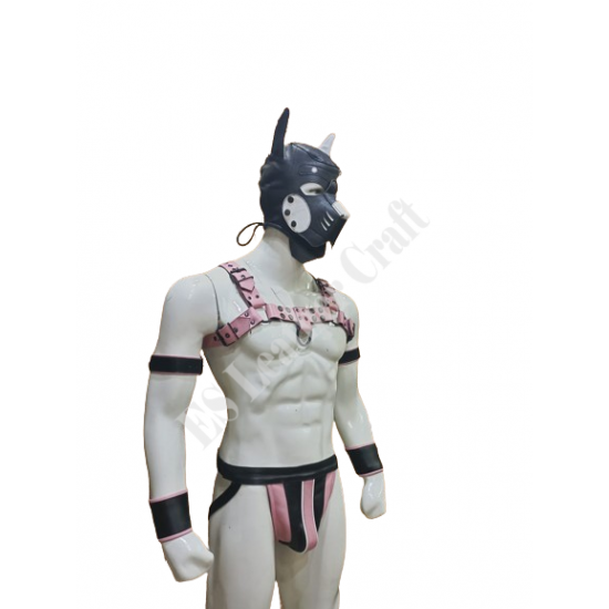 Puppy Play Full Gear Set: Chest Harness, Jockstrap, Handcuffs, Bicep Cuffs with Pup Hood for BDSM and Fetish Wear Puppy Play Full Gear Set: Chest Harness, Jockstrap, Handcuffs, Bicep Cuffs with Pup Hood for BDSM and Fetish Wear