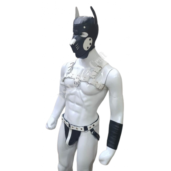 "Ultimate Puppy Play Bundle: Leather Chest Harness, Jockstrap, Handcuffs and Pup Hood Mask for Extreme BDSM and Fetish Roleplay" "Ultimate Puppy Play Bundle: Leather Chest Harness, Jockstrap, Handcuffs and Pup Hood Mask for Extreme BDSM and Fetish Roleplay"