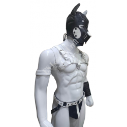  "Ultimate Puppy Play Bundle: Leather Chest Harness, Jockstrap, Handcuffs and Pup Hood Mask for Extreme BDSM and Fetish Roleplay"