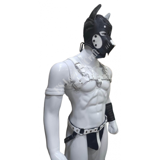 "Ultimate Puppy Play Bundle: Leather Chest Harness, Jockstrap, Handcuffs and Pup Hood Mask for Extreme BDSM and Fetish Roleplay" "Ultimate Puppy Play Bundle: Leather Chest Harness, Jockstrap, Handcuffs and Pup Hood Mask for Extreme BDSM and Fetish Roleplay"
