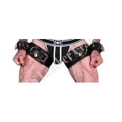 Men Genuine Leather Restraint Set Bondage BDSM Cosplay Torment Thigh Wrist Ankle Cuffs Toy Adjustable Restraints Thigh Cuffs 