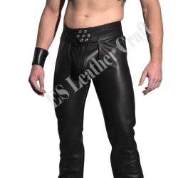 Hand Made Real Leather Chaps For Men - Unisex Black Biker Leather Motorcycle Chaps - Hand Crafted Leather Men Chaps Bikers Costume