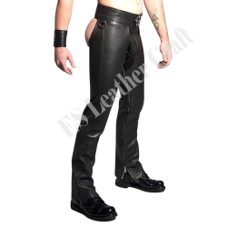 Hand Made Real Leather Chaps For Men - Unisex Black Biker Leather Motorcycle Chaps - Hand Crafted Leather Men Chaps Bikers Costume