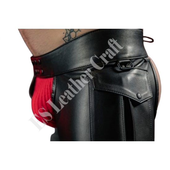 Genuine Leather Shorts Chaps for men |Handmade Black Leather shorts chaps| Biker Leather Shorts Chaps