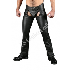 Hand Made Genuine Leather Chaps For Men and Women - Unisex Black Biker Leather Motorcycle Chaps - Hand Crafted Leather Chaps Bikers Costume