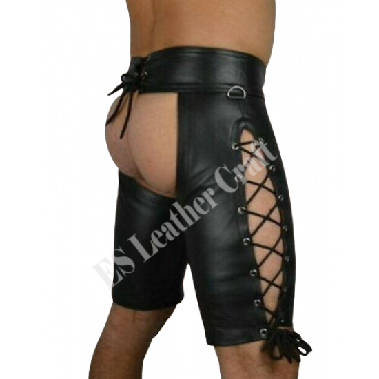 Men’s Leather Short Chaps with Side Laces – Biker, Fetish & Clubwear Thigh Chaps – Adjustable Gay Pride & Bondage Outfit Men’s Leather Short Chaps with Side Laces – Biker, Fetish & Clubwear Thigh Chaps – Adjustable Gay Pride & Bondage Outfit