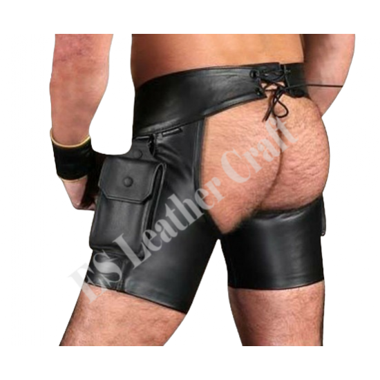 Men’s Leather Short Chaps – Biker, Fetish & Clubwear Thigh Chaps with Adjustable Side Laces – Sexy Gay Pride & Bondage Outfit Men’s Leather Short Chaps – Biker, Fetish & Clubwear Thigh Chaps with Adjustable Side Laces – Sexy Gay Pride & Bondage Outfit