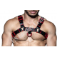 Men's Real Black Leather Bulldog Chest Harness With Red Accessory - Handcrafted Bulldog Harness - Plus Size Options - Edgy Leather Outfit Men's Real Black Leather Bulldog Chest Harness With Red Accessory - Handcrafted Bulldog Harness - Plus Size Options - Edgy Leather Outfit
