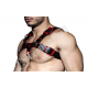 Men's Real Black Leather Bulldog Chest Harness With Red Accessory - Handcrafted Bulldog Harness - Plus Size Options - Edgy Leather Outfit Men's Real Black Leather Bulldog Chest Harness With Red Accessory - Handcrafted Bulldog Harness - Plus Size Options - Edgy Leather Outfit