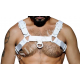 Men's Real White Leather Bulldog Chest Harness With White Accessory - Handcrafted Bulldog Harness - Plus Size Options - Edgy Leather Outfit