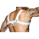 Men's Real White Leather Bulldog Chest Harness With White Accessory - Handcrafted Bulldog Harness - Plus Size Options - Edgy Leather Outfit Men's Real White Leather Bulldog Chest Harness With White Accessory - Handcrafted Bulldog Harness - Plus Size Options - Edgy Leather Outfit