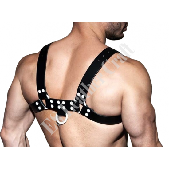 Men's Real Black Leather Bulldog Chest Harness With White Accessory - Handcrafted Bulldog Harness - Plus Size Options - Edgy Leather Outfit Men's Real Black Leather Bulldog Chest Harness With White Accessory - Handcrafted Bulldog Harness - Plus Size Options - Edgy Leather Outfit