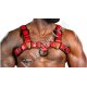 Red Chest Harness with Black Piping - Men's Leather Bulldog Harness - Fetish & BDSM Gear - Adjustable Harness for Men