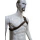 Men's Adjustable Leather Shoulder Harness 'Tactical Bondage' - Padded Straps, Metal Buckles, and Riveted Details for BDSM, Fetish, and Kink Lifestyle Enthusiasts