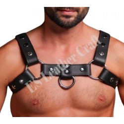 Men's Handcrafted Leather Chest Harness Body Armor BDSM Fetish Gay Kink Apparel Strap on Gear