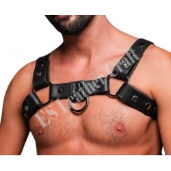 Men's Handcrafted Leather Chest Harness Body Armor BDSM Fetish Gay Kink Apparel Strap on Gear