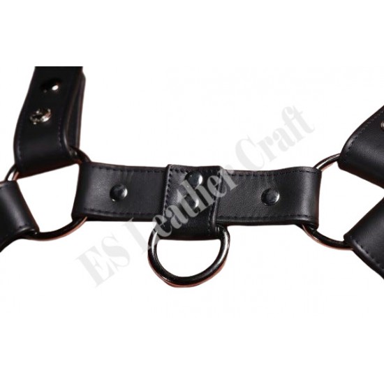 Men's Handcrafted Leather Chest Harness Body Armor BDSM Fetish Gay Kink Apparel Strap on Gear