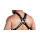 leather chest harness with O ring, Adjustable Leather Shoulder Harness, Black & Red Leather Harness Men, Fetish wear for Men, Gift for Him