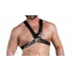 leather chest harness with O ring, Adjustable Leather Shoulder Harness, Black & Red Leather Harness Men, Fetish wear for Men, Gift for Him