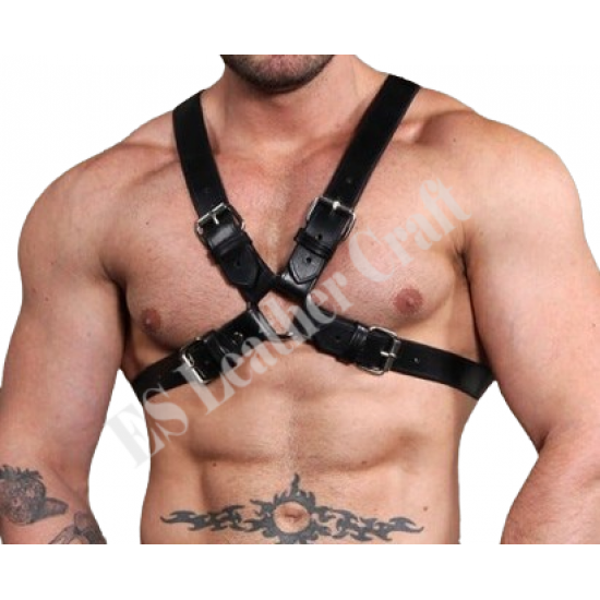 Men's 100% Genuine Leather Chest Harness Suspenders - X Back Design - Plus Size Options - Leather Outfit Accessory for Men Men's 100% Genuine Leather Chest Harness Suspenders - X Back Design - Plus Size Options - Leather Outfit Accessory for Men