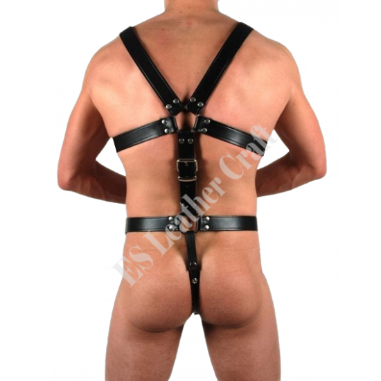 Black Leather Full Bulldog Harness - Men’s Leather Harness with Silver or Black Snaps & Ring - O-Ring Harness (Without Jockstrap) - BDSM Gear Black Leather Full Bulldog Harness - Men’s Leather Harness with Silver or Black Snaps & Ring - O-Ring Harness (Without Jockstrap) - BDSM Gear