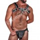 Genuine Leather Harness with Jockstrap | Muscular Leather Look Harness Plus Jockstrap with White Piping Genuine Leather Harness with Jockstrap | Muscular Leather Look Harness Plus Jockstrap with White Piping