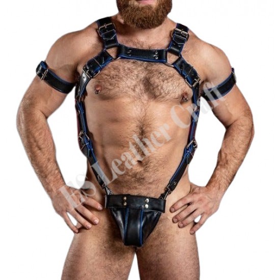 Men's Leather Full Body Harness with jockstrap, Leather Chest Armor Buckles Adjustable Strap Belt Club Costume Gay Leather Harness jockstrap Men's Leather Full Body Harness with jockstrap, Leather Chest Armor Buckles Adjustable Strap Belt Club Costume Gay Leather Harness jockstrap