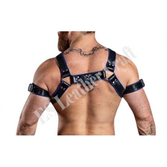 Men's Leather Full Body Harness with jockstrap, Leather Chest Armor Buckles Adjustable Strap Belt Club Costume Gay Leather Harness jockstrap