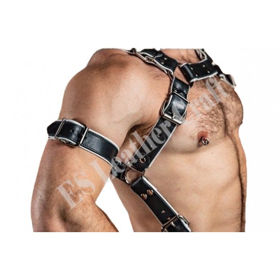 Men Genuine Black Leather Harness Jock Strap Set Body Harnesses Bull Dog Harness Men Fetish Harness Men Bondage Harness, BDSM Body Harness