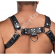 Black Leather with Black Piping Chest Harness and Jockstrap | Gay Adult Harness | BDSM Bondage Harness Jockstrap | Club Wear Costumes Harness