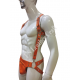 Men’s Orange Genuine Leather Chest Harness & Pouch Set – Handmade Adjustable Leather Body Gear