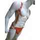 Men’s Orange Genuine Leather Chest Harness & Pouch Set – Handmade Adjustable Leather Body Gear