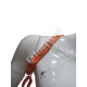 Men’s Orange Genuine Leather Chest Harness & Pouch Set – Handmade Adjustable Leather Body Gear