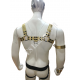 Men’s Gold Leather Chest Harness & Matching Pouch Set – Adjustable Handmade Leather Gear