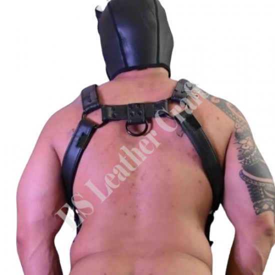 Men's Original Leather Bulldog Harness Chest Armor Buckle Pure Black with jockstrap Trojan Body Harness with Jockstrap Gifts for Him Men's Original Leather Bulldog Harness Chest Armor Buckle Pure Black with jockstrap Trojan Body Harness with Jockstrap Gifts for Him