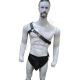 Men's Leather Shoulder Harness with Padded Brief Style Underwear - Adjustable Straps, Metal Buckles, and Riveted Details for BDSM, Fetish, Kink, and Erotic Lifestyle Enthusiasts Men's Leather Shoulder Harness with Padded Brief Style Underwear - Adjustable Straps, Metal Buckles, and Riveted Details for BDSM, Fetish, Kink, and Erotic Lifestyle Enthusiasts