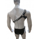 Men's Leather Shoulder Harness with Padded Brief Style Underwear - Adjustable Straps, Metal Buckles, and Riveted Details for BDSM, Fetish, Kink, and Erotic Lifestyle Enthusiasts Men's Leather Shoulder Harness with Padded Brief Style Underwear - Adjustable Straps, Metal Buckles, and Riveted Details for BDSM, Fetish, Kink, and Erotic Lifestyle Enthusiasts