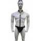 Men's Leather Neck Harness with Adjustable Front Strap Connecting Neck to Jockstrap - BDSM, Fetish, Kink, and Bondage Inspired Leather Gear for Men