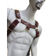 Men's Genuine Maroon & Black Leather Harness and Jockstrap with Golden Accessories, Handmade Leather Bulldog Barbarian Harness and Jockstrap