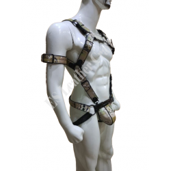 Men's Genuine Camo Leather Body Harness - Includes Jockstrap & Bicep Straps - Gay Leather Harness, BDSM, Fetish, and Kink Inspired Apparel
