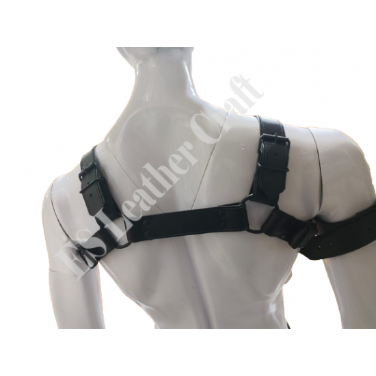 Men's Black Genuine Leather Harness & Jockstrap Set – Fetish Body Harness for Gay Pride, Festivals, Raves, and BDSM Wear