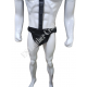 Men's Black Genuine Leather Harness & Jockstrap Set – Fetish Body Harness for Gay Pride, Festivals, Raves, and BDSM Wear