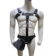 Men's Black Genuine Leather Harness & Jockstrap Set – Fetish Body Harness for Gay Pride, Festivals, Raves, and BDSM Wear