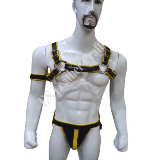 Men's 100% Genuine Leather Trojan Body Harness with Handle – Adjustable Chest Armor, Fetish Wear, BDSM Gear, Sexy Adult Harness