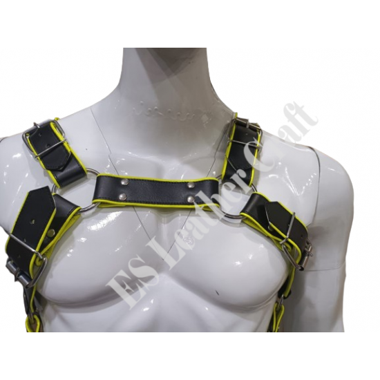 Black and Yellow Body Harness Jockstrap Set–Men Fetish Wear, Adjustable Bondage Harness, Sexy Rave Outfit,Festival Lingerie,Roleplay Costume