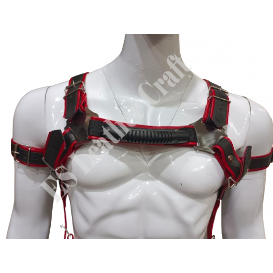 Men's Handle Harness and Jockstrap Set – Leather BDSM Fetish Gear, Adjustable Bondage Outfit, Sexy Rave Wear, Roleplay & Clubwear