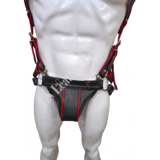 Men's Handle Harness and Jockstrap Set – Leather BDSM Fetish Gear, Adjustable Bondage Outfit, Sexy Rave Wear, Roleplay & Clubwear